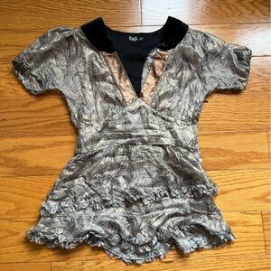 Dolce & Gabbana Metallic Blouse with Black Accents